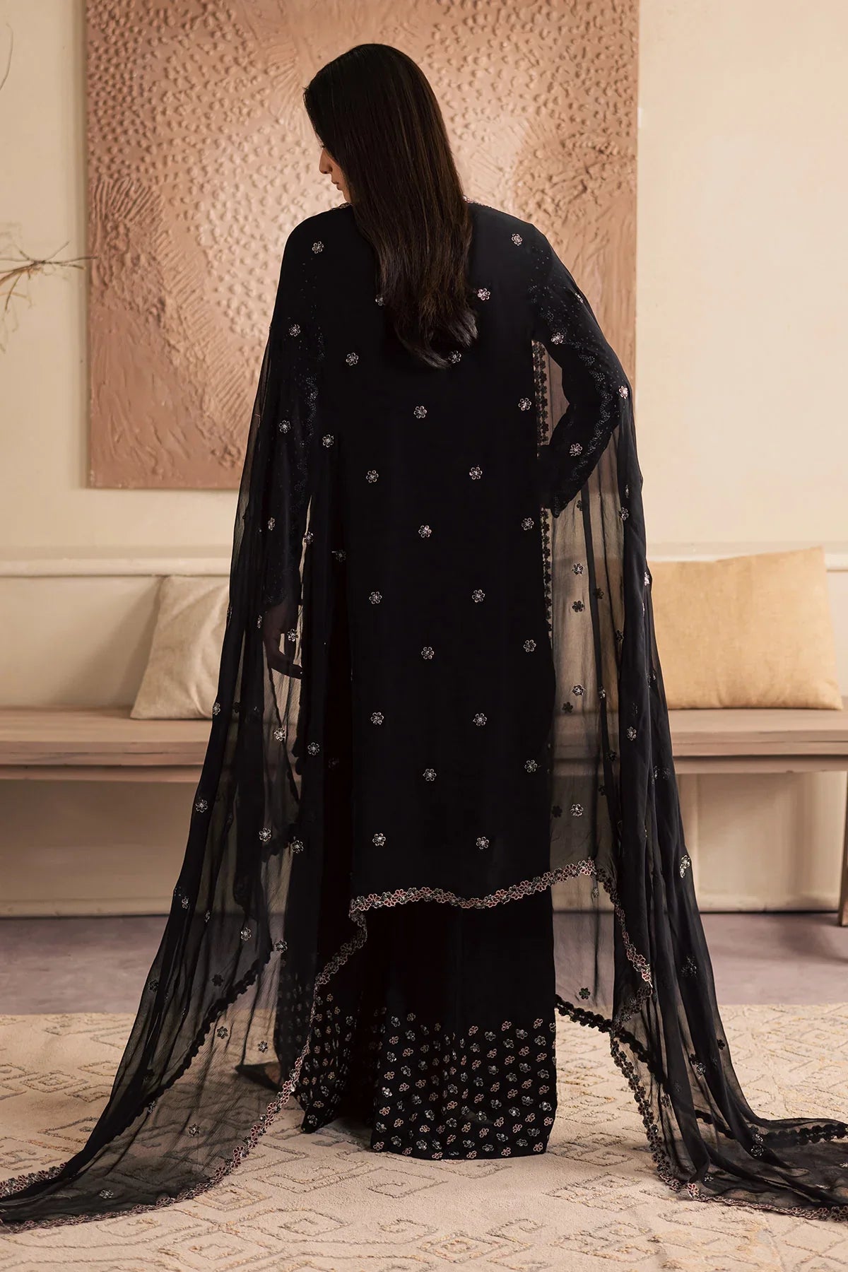 Nureh Velvet Embroidered Dress