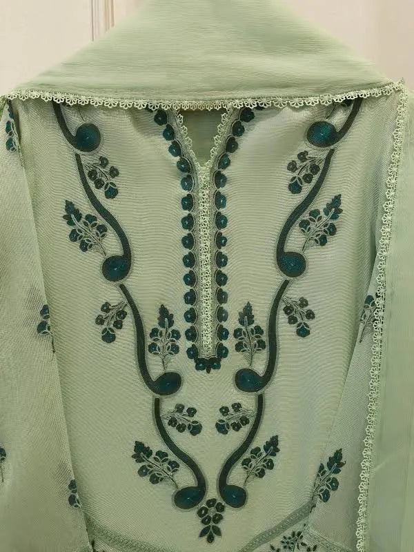 Agha Noor 3 Piece - Pure Embroidered Cotton Net Suit S114302