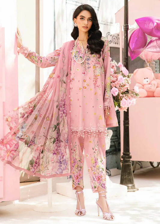 Maria B M Prints 3 Stitched Embroidered Lawn Suit | MPT-2603-B