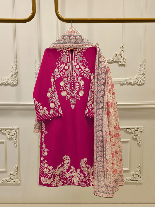 Agha Noor 3 Piece - Embroidered Lawn Suit S112131
