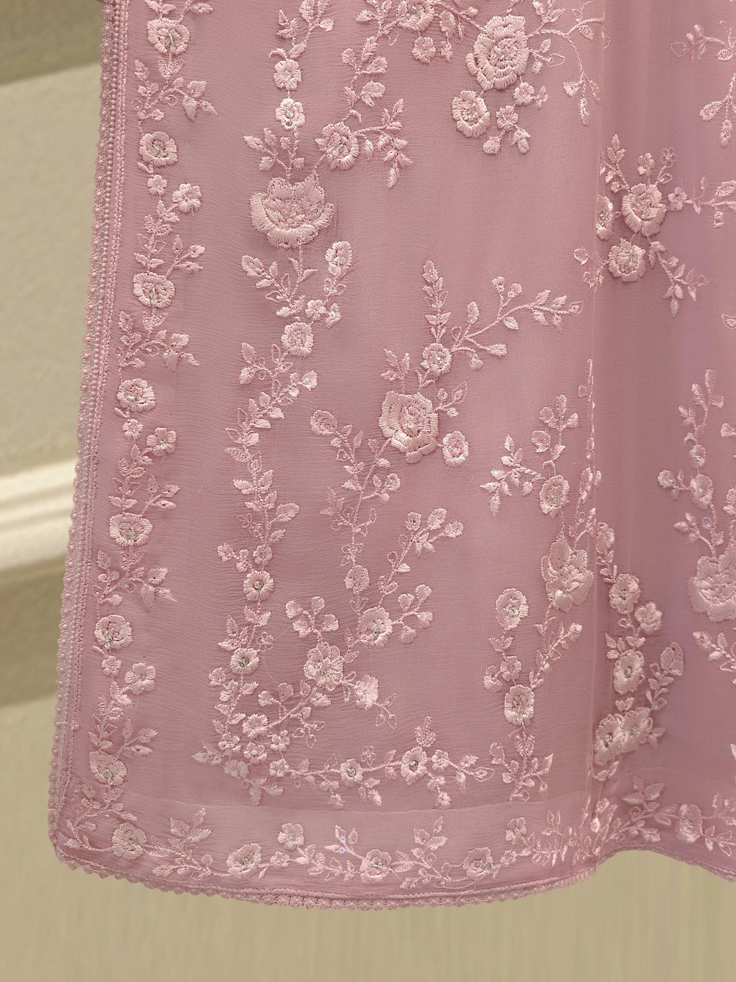 Agha Noor 3 Piece - Pure Chiffon Embroidered Dress S112525