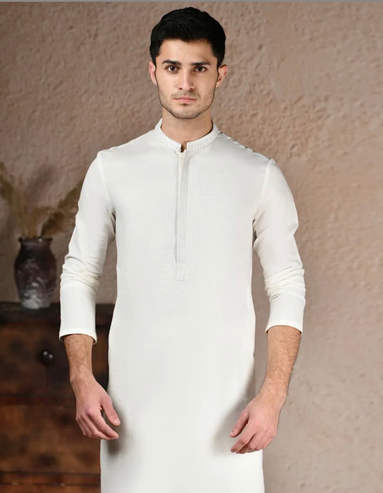J.Junaid Jamshed Shalwar Kameez Pakistani Designer Off-White