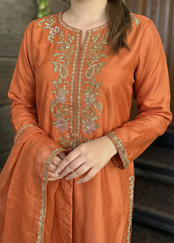 Silk Embroidered Farshi Dress