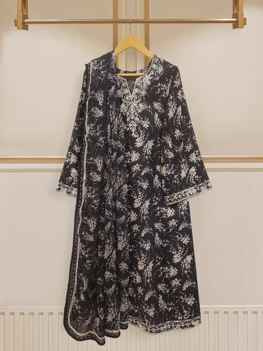 Agha Noor Original 3 Piece Cambric Cotton Dress