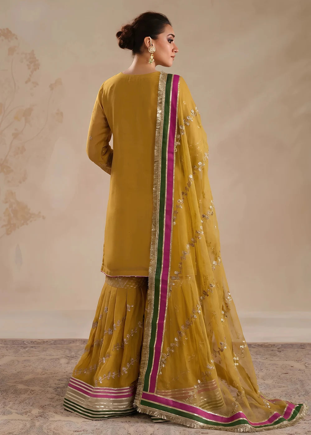 Chiffon Embroidered Gharara Dress -3 Piece Set