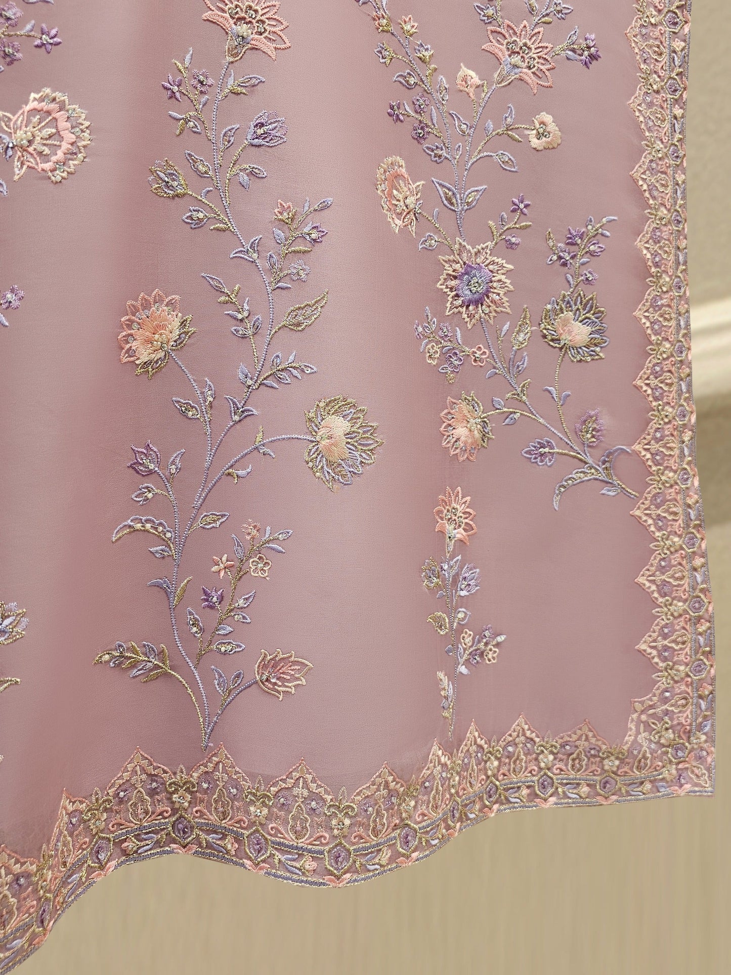 Agha Noor 3 Piece - Pure Organza Embroidered Dress S111626