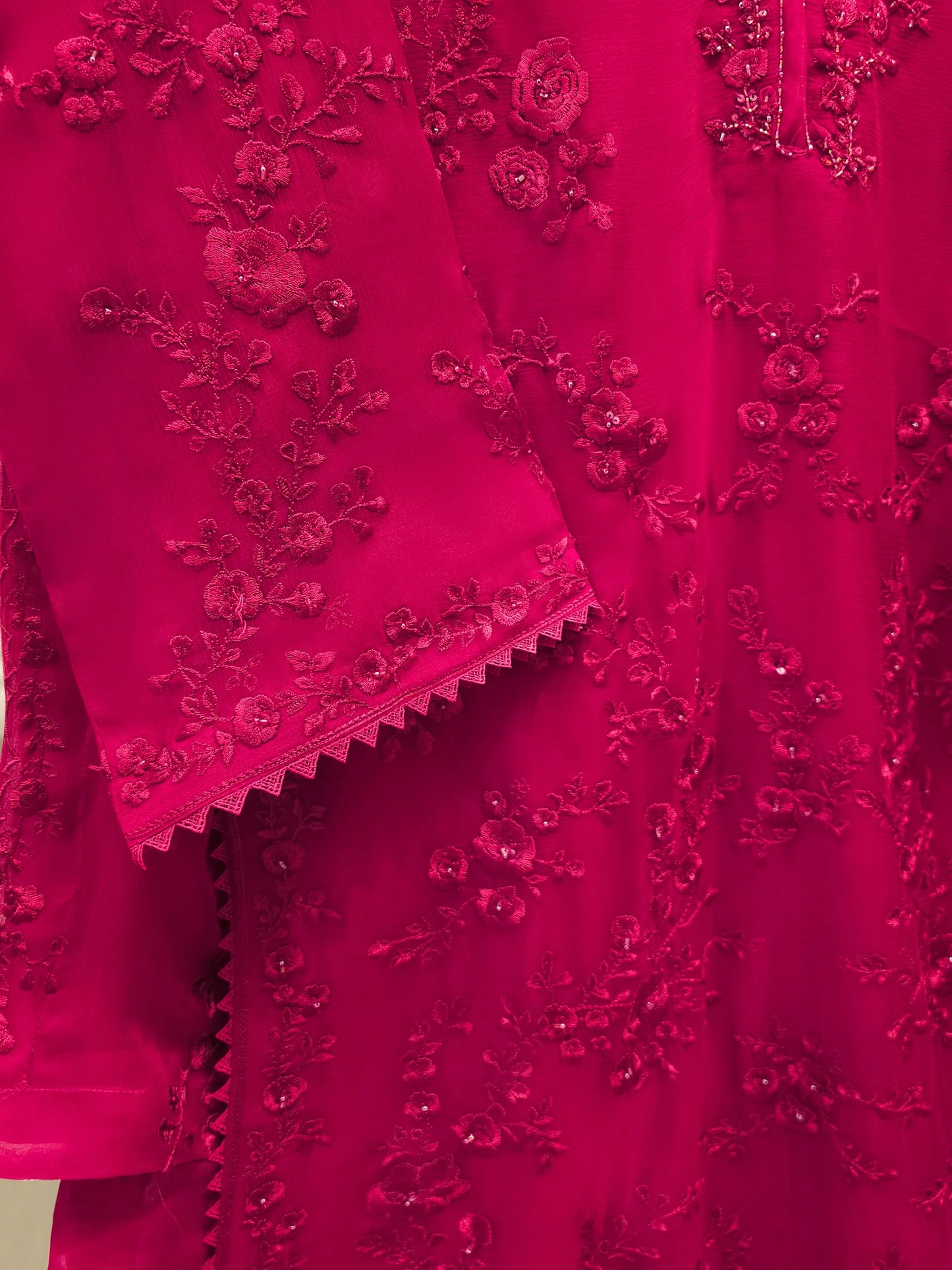 Agha Noor 3 Piece - Pure Chiffon Embroidered Dress S112692