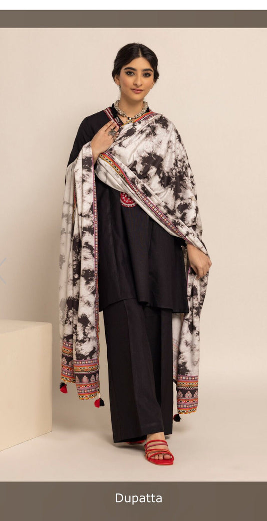 Viscose Dupatta Black & White