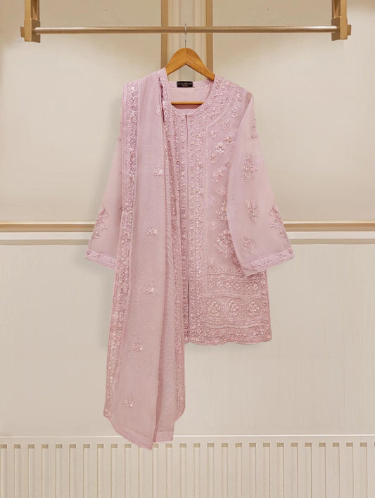 Agha Noor Dress Original 3 Piece Pure Cotton Net Dress