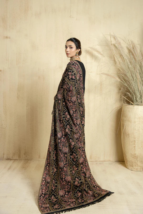 Raw Silk Embroidered  Winter Shawl