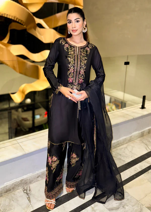 Silk Embroidered Farshi Dress