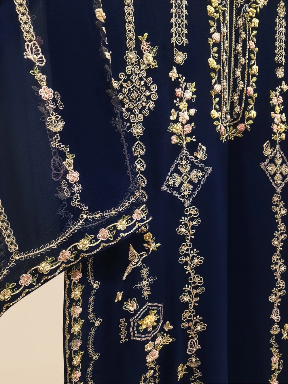 Agha Noor 2 Piece Chiffon Embroidered Dress