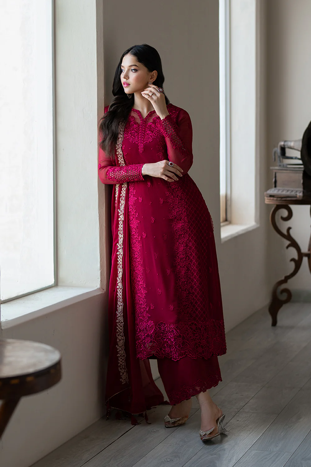 Azure Chiffon Embroidered Dress Latest Collection 2025