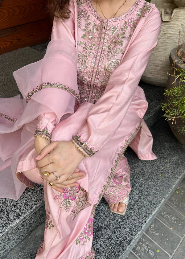 Silk Embroidered Farshi Dress