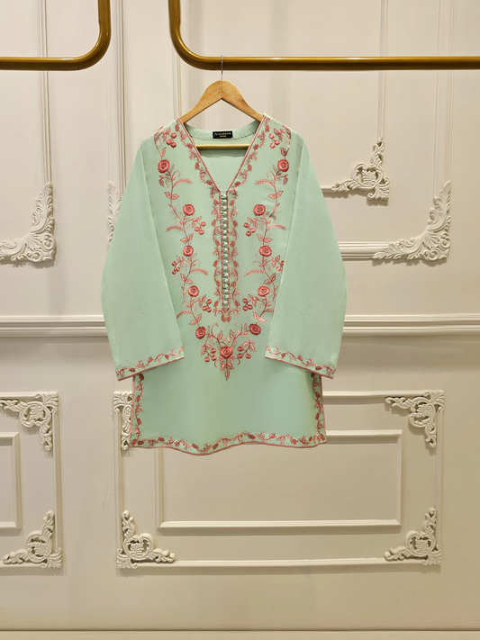 Agha Noor 2 Piece- Pure  Cotton Net Embroidered Suit S111903