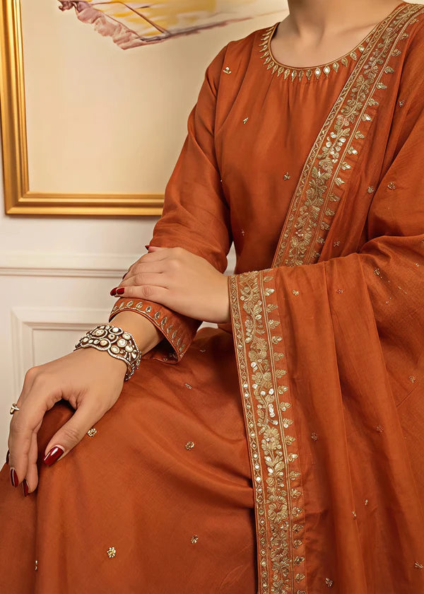 Silk Embroidered Farshi Dress