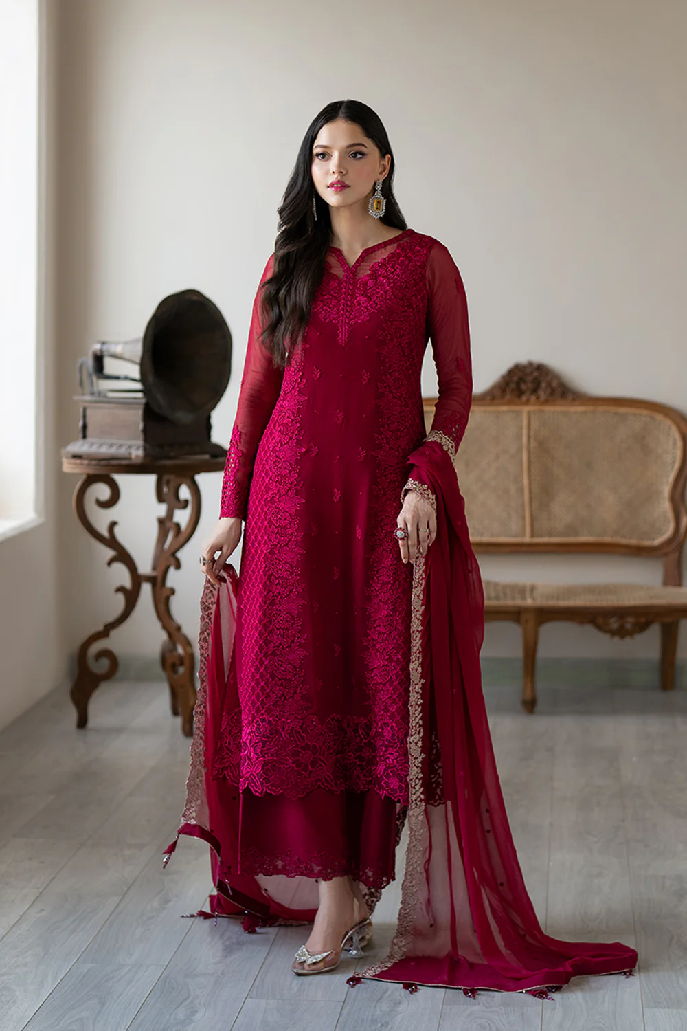 Azure Chiffon Embroidered Dress Latest Collection 2025