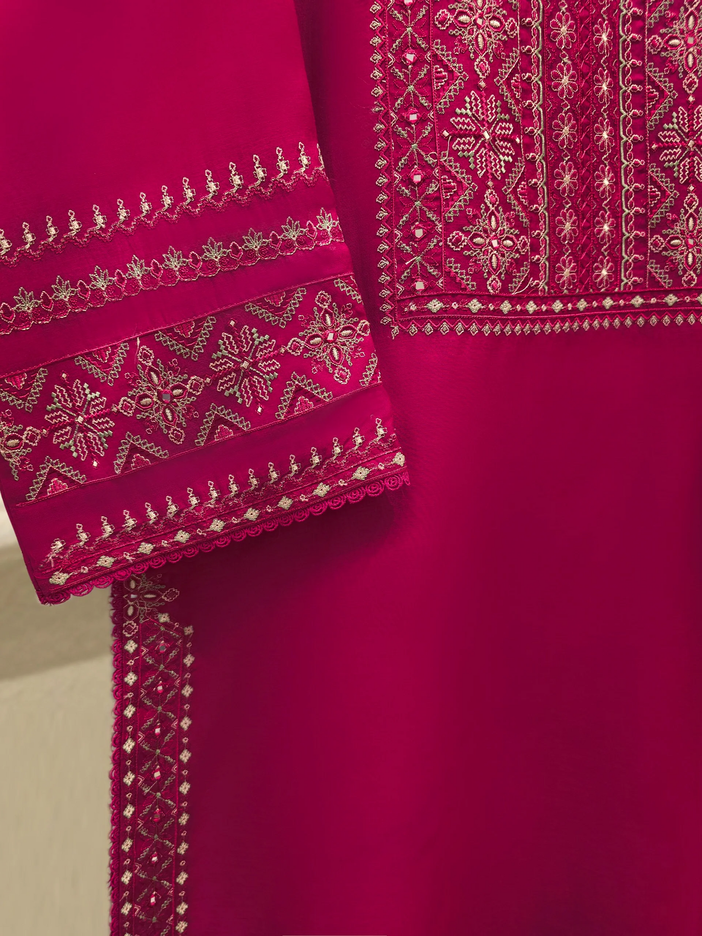 Agha Noor 3 Piece - Embroidered Kora Cotton Silk Suit S112451