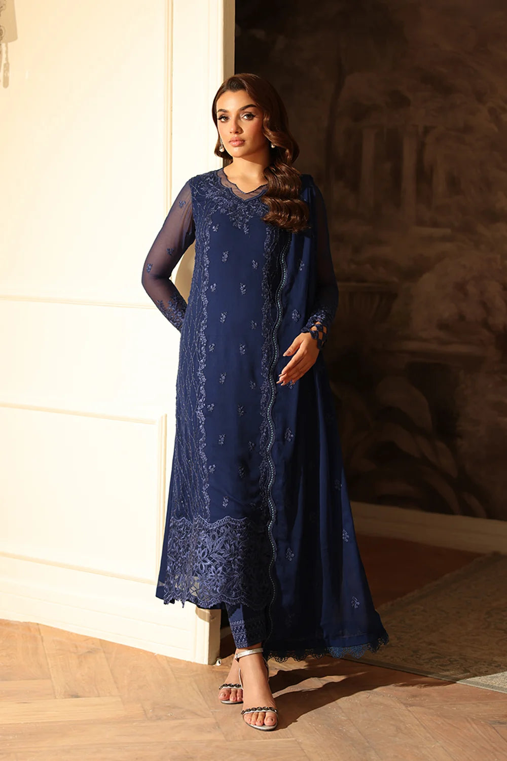 Azure Latest Collection Chiffon Embroidered Dress