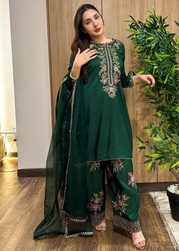 Silk Embroidered Farshi Dress