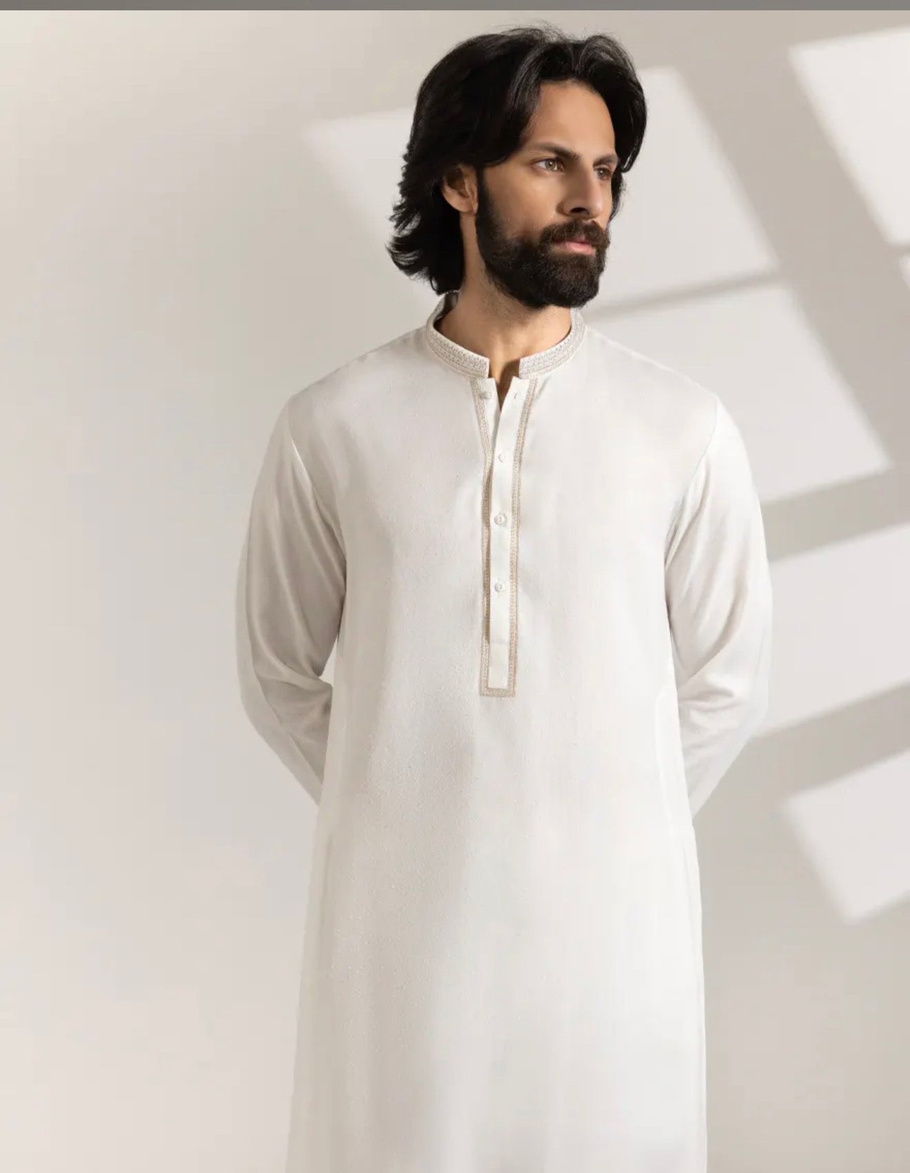J.Junaid Jamshed Shalwar Kameez Pakistani Designer Off-White