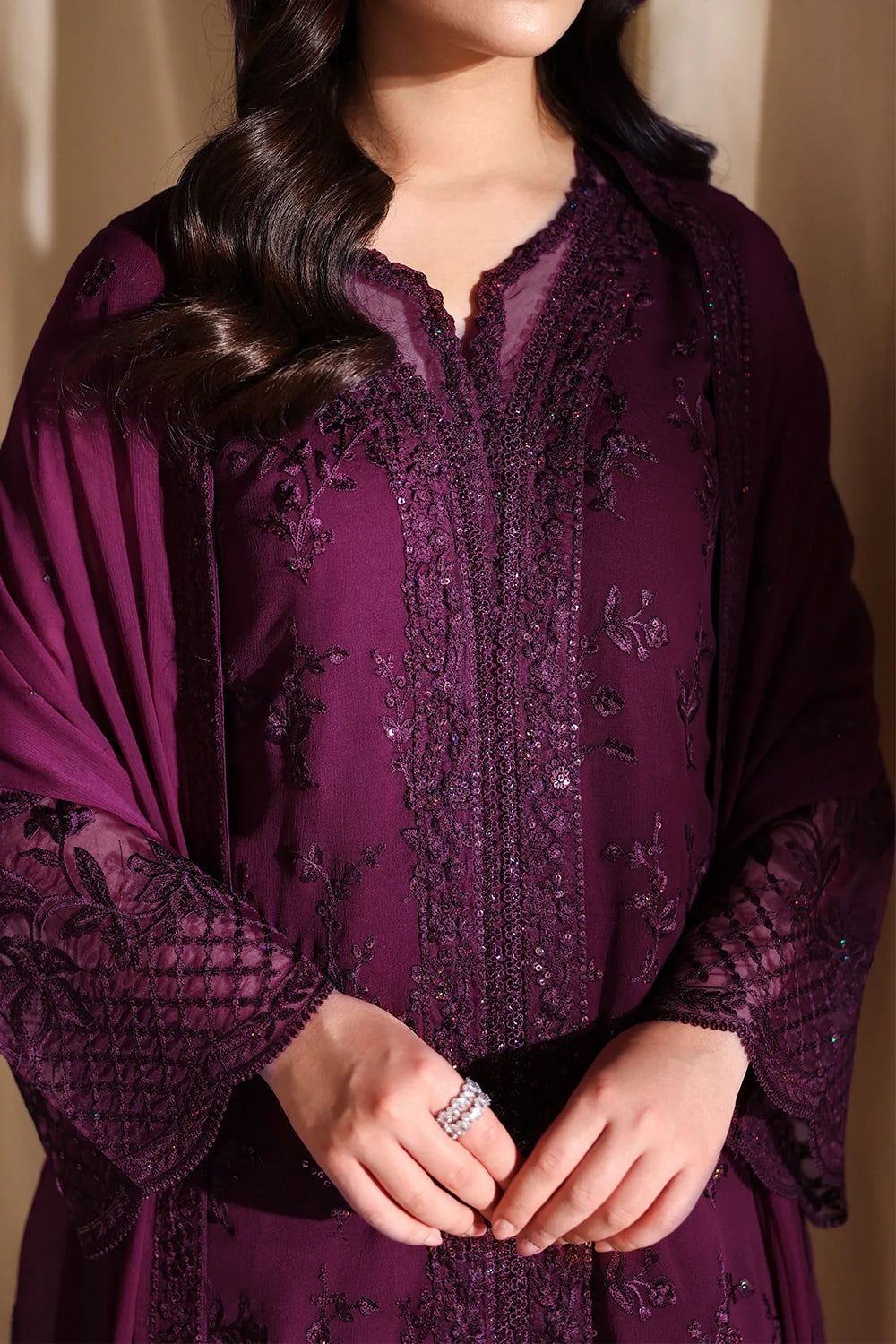 Azure Latest Collection Chiffon Embroidered Dress