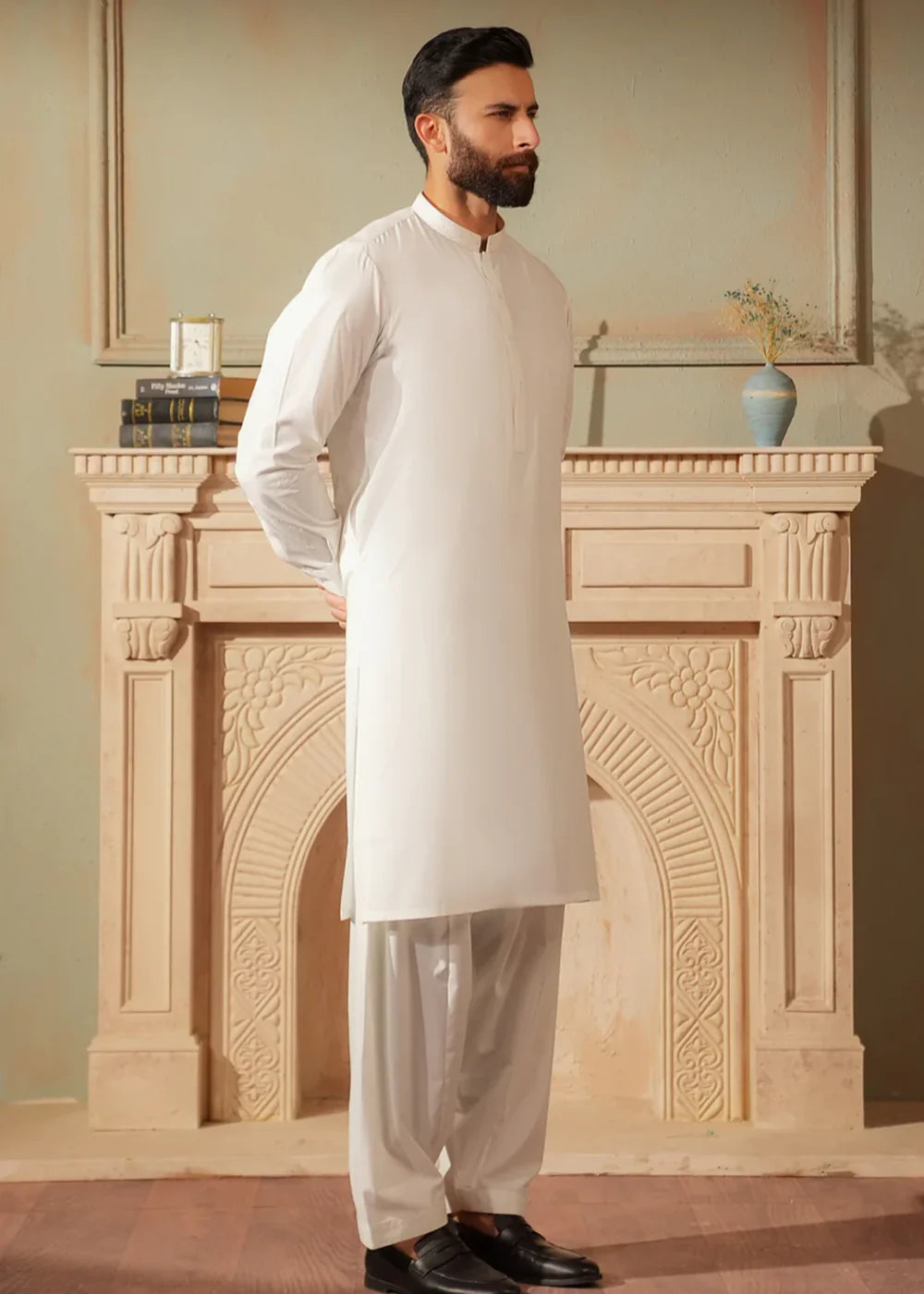 Men's Shalwar Kameez Pakistani Designer White