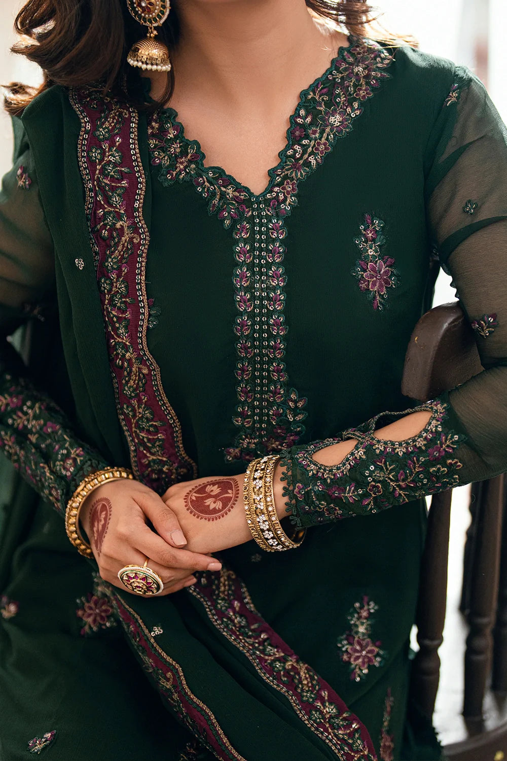 Azure Latest Collection Chiffon Embroidered Dress