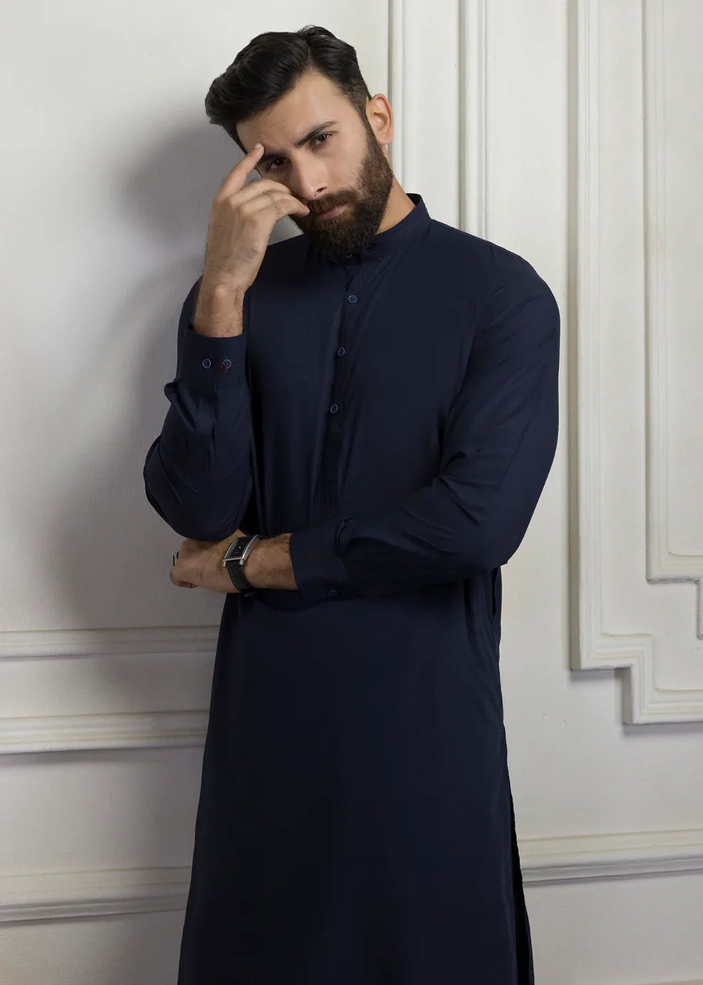 Men's Shalwar Kameez Pakistani Designer Navy Blue