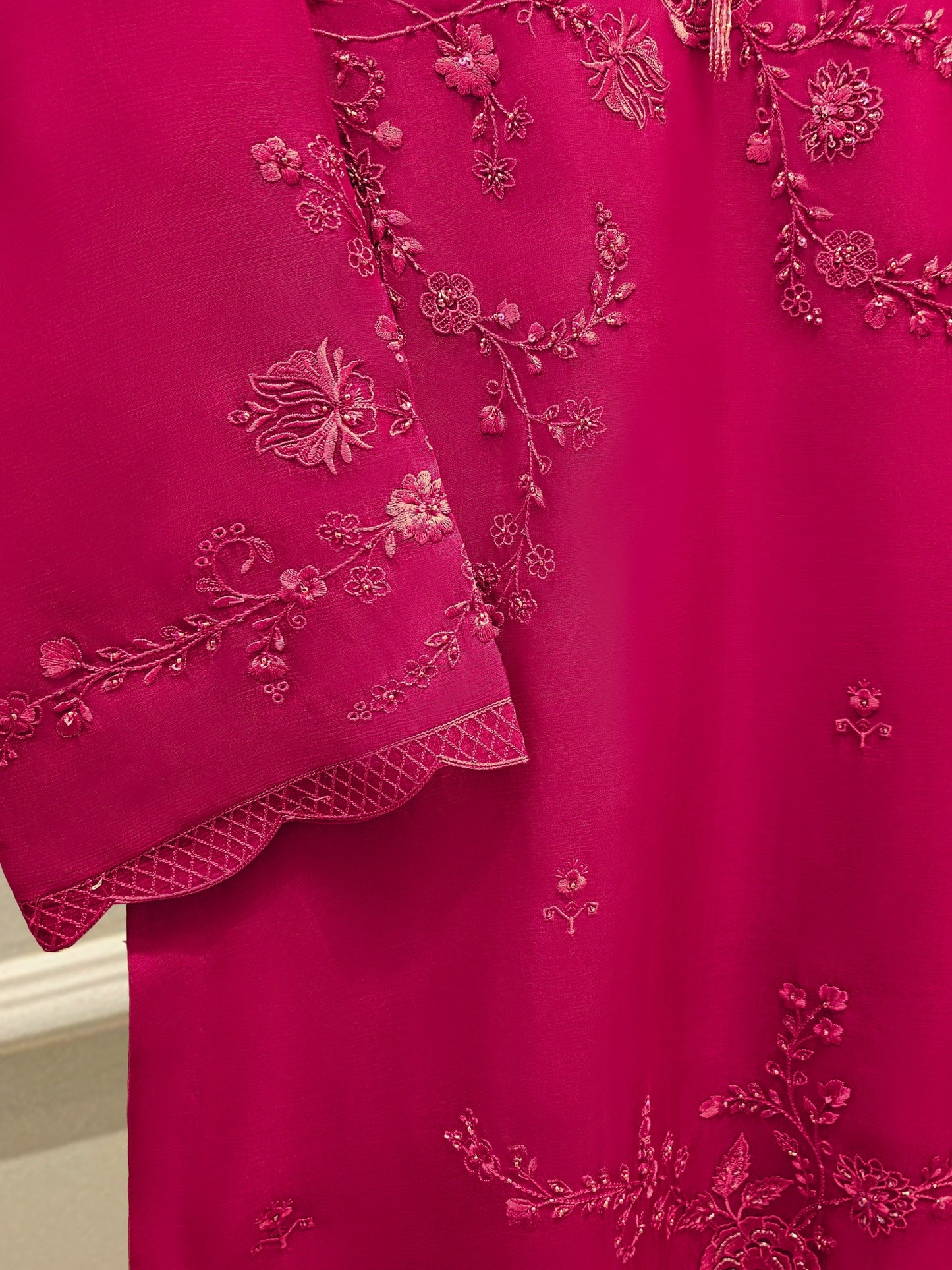 Agha Noor 3 Piece - Pure Organza Embroidered Dress S111656