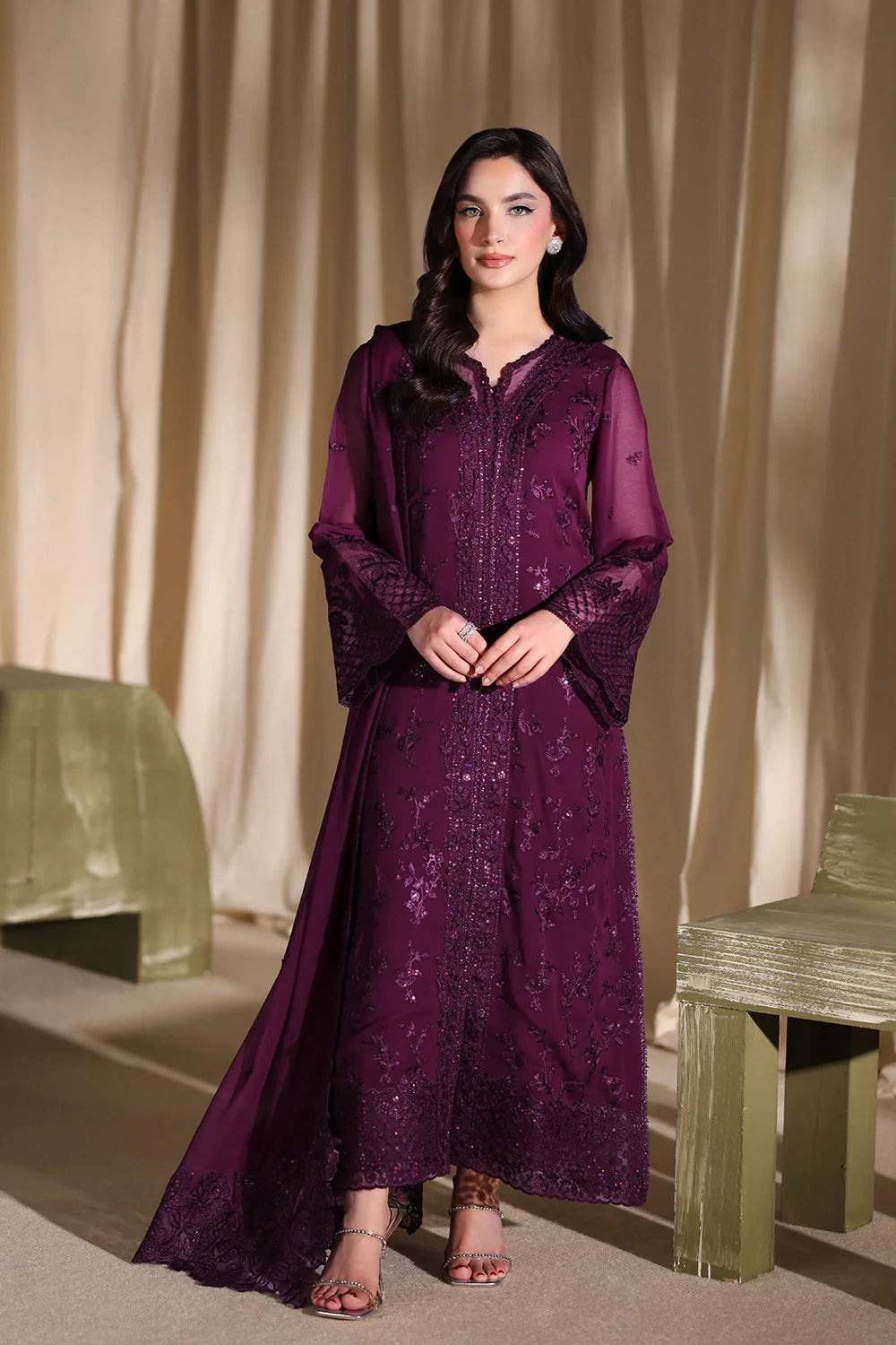 Azure Latest Collection Chiffon Embroidered Dress