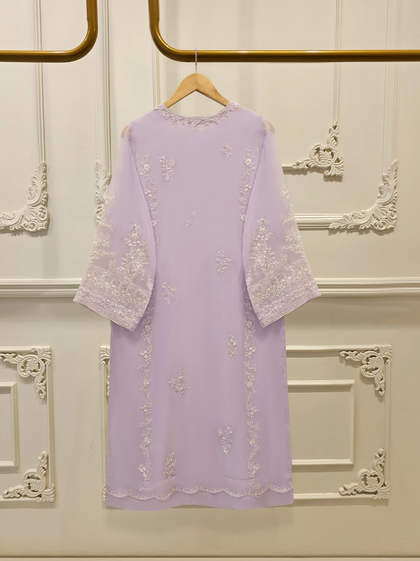 Agha Noor 3 Piece - Pure Chiffon Embroidered Dress S112023
