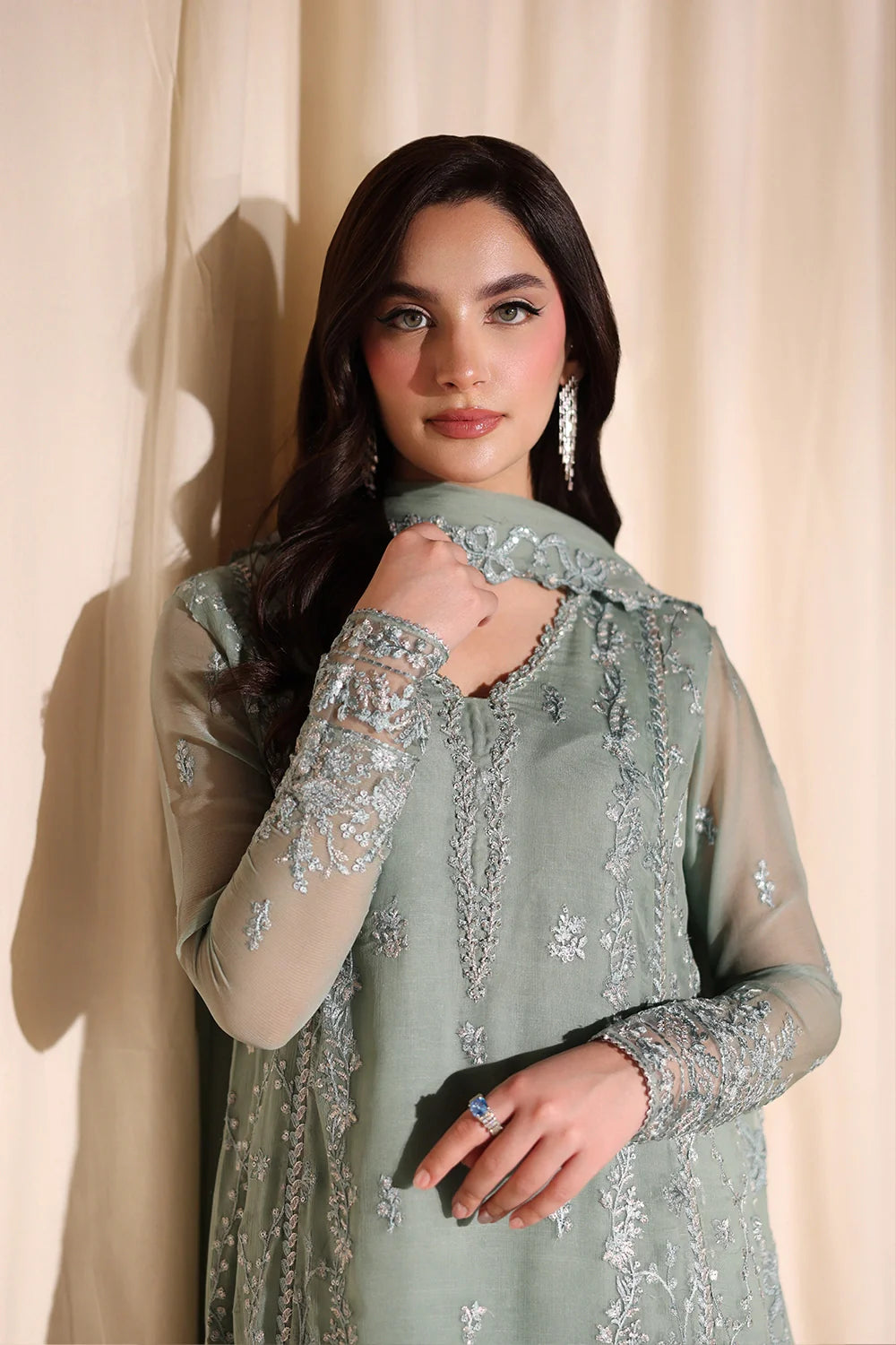 Azure Latest Collection Chiffon Embroidered Dress