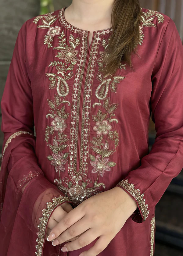 Silk Embroidered Farshi Dress
