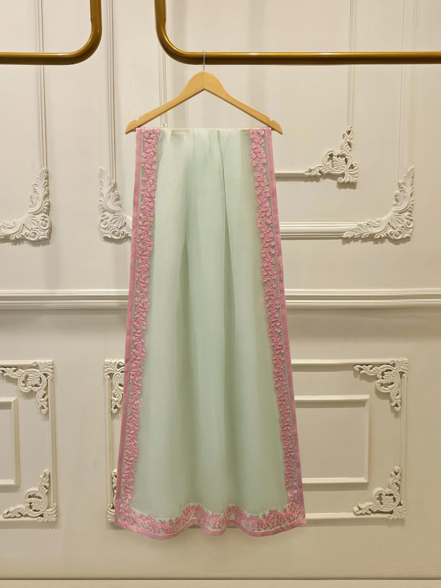 Agha Noor 3 Piece - Pure Organza Embroidered Dress