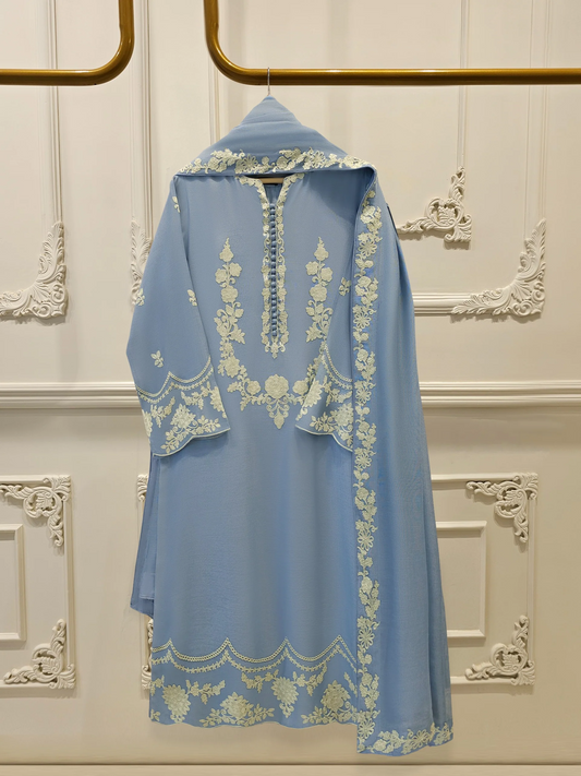 Agha Noor 3 Piece - Pure Embroidered Cotton Net Suit S112014
