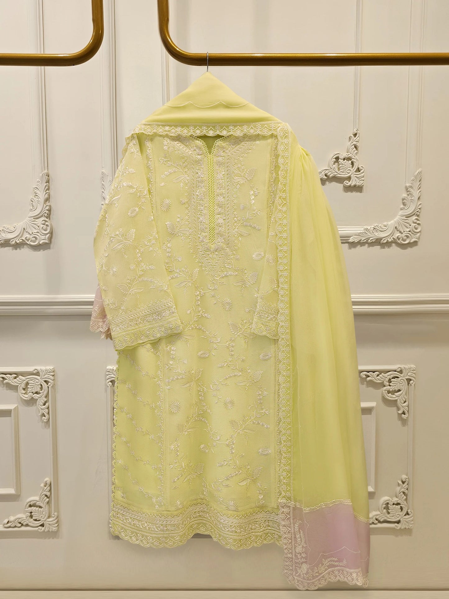 Agha Noor 3 Piece - Pure Embroidered Cotton Net Suit S114361