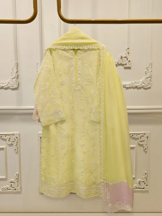 Agha Noor 3 Piece - Pure Embroidered Cotton Net Suit S114361