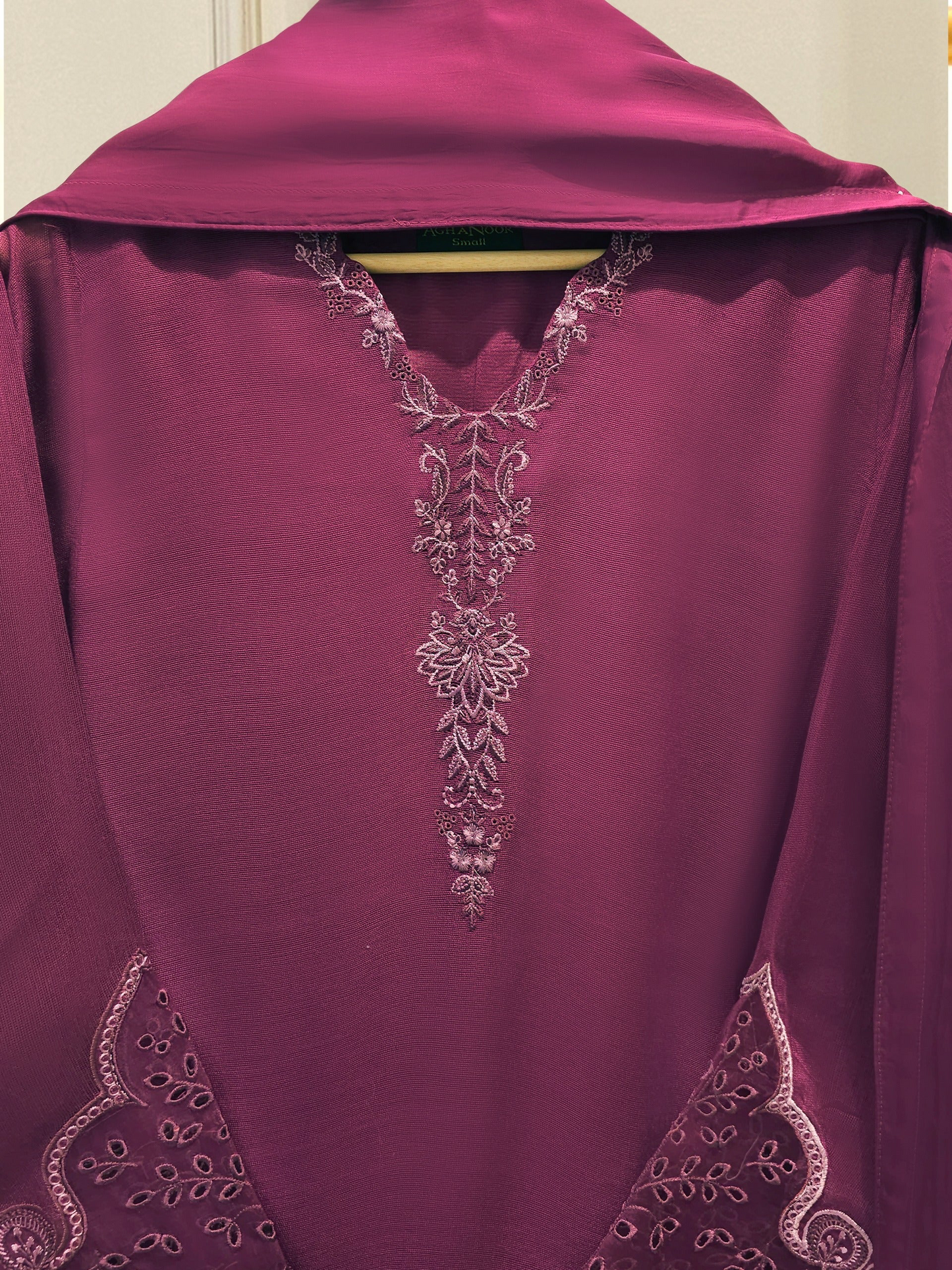 Agha Noor 3 Piece - Pure Embroidered Cotton Net Suit S112776