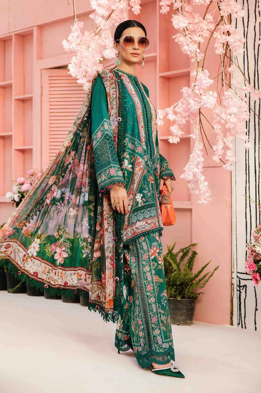 Maria B M Prints 3 Piece Stitched Embroidered Lawn Suit | MPT-2610-A
