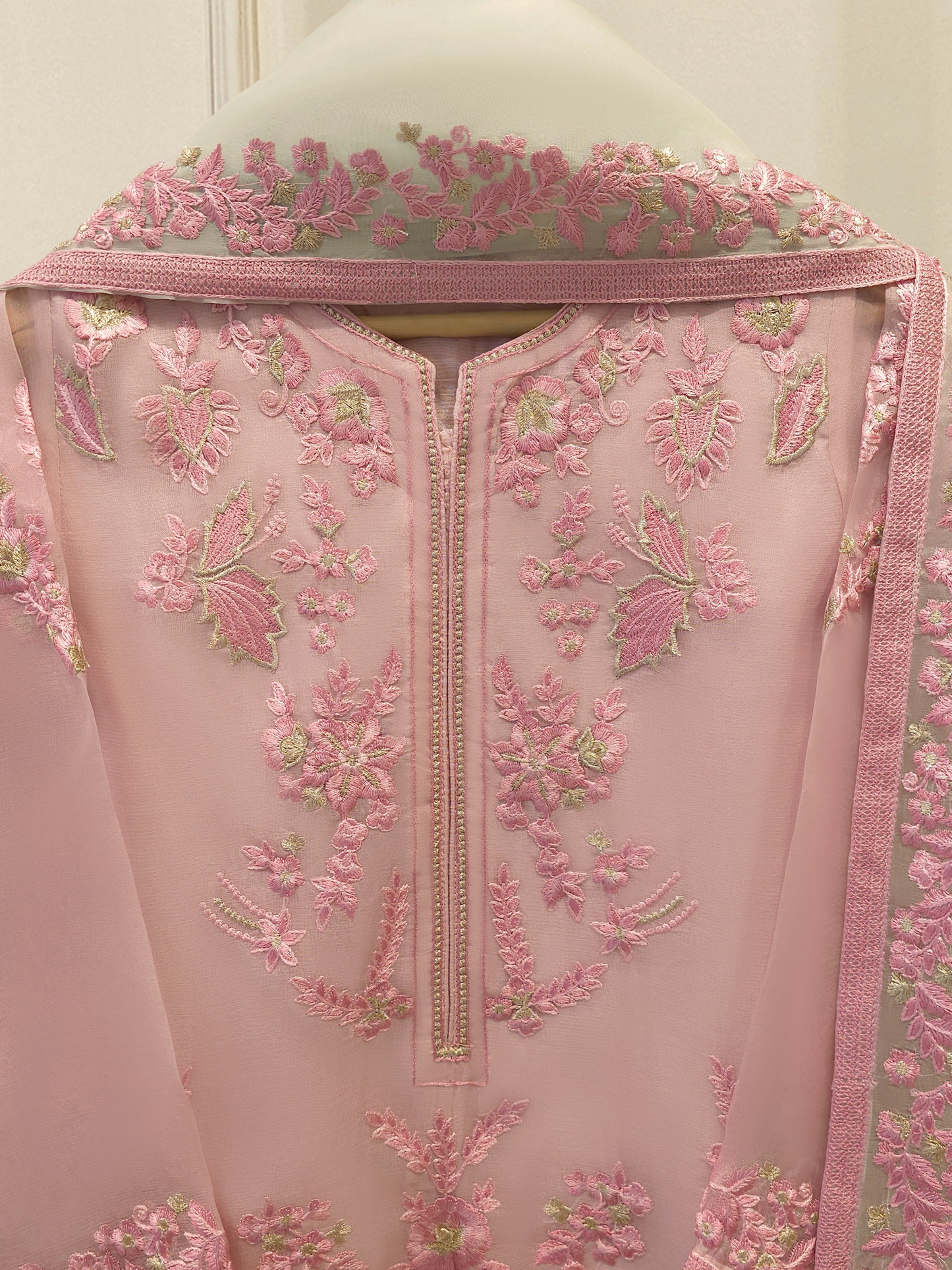 Agha Noor 3 Piece - Pure Organza Embroidered Dress