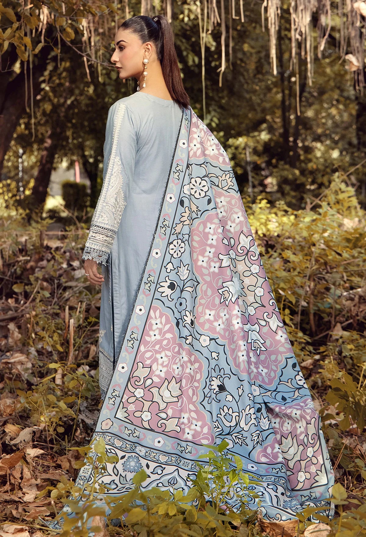 Linen Embroidered 3 Piece Dress