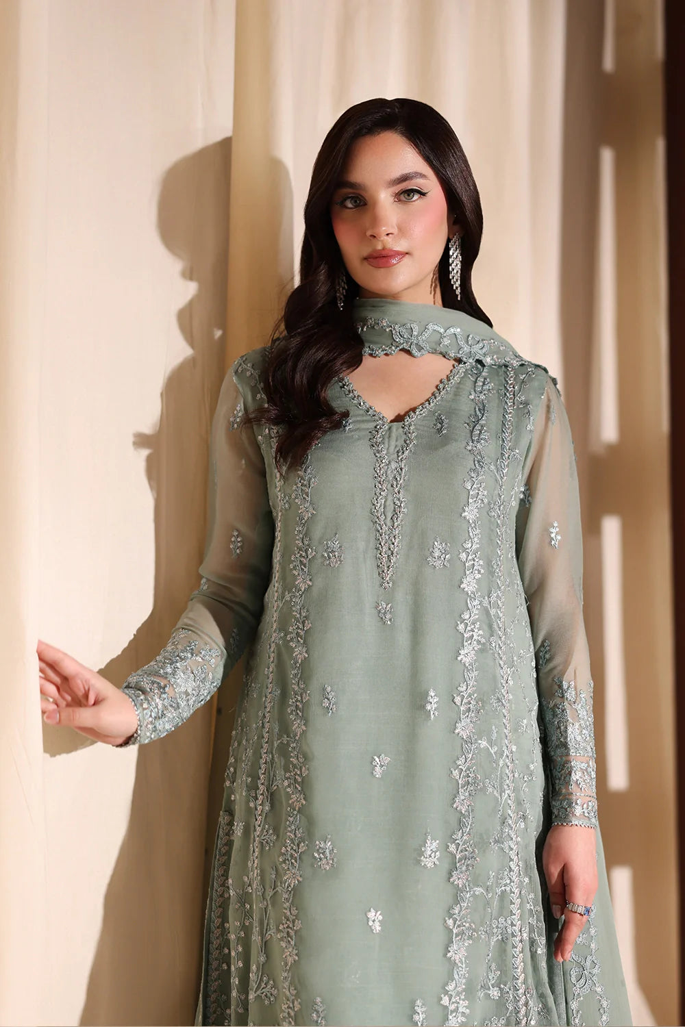 Azure Latest Collection Chiffon Embroidered Dress