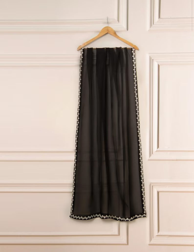 Agha Noor 3 Piece - Pure Organza Embroidered Dress