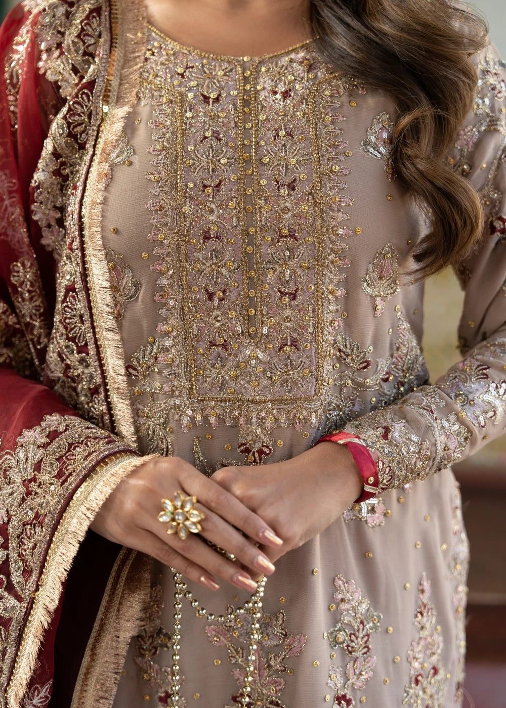 3 Piece Chiffon Heavily Embroidered Gharara Set