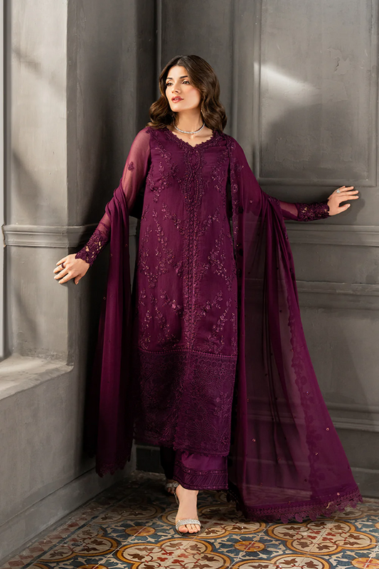 Azure Chiffon Embroidered Dress Latest Collection 2025