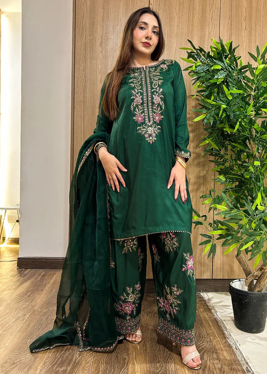 Silk Embroidered Farshi Dress