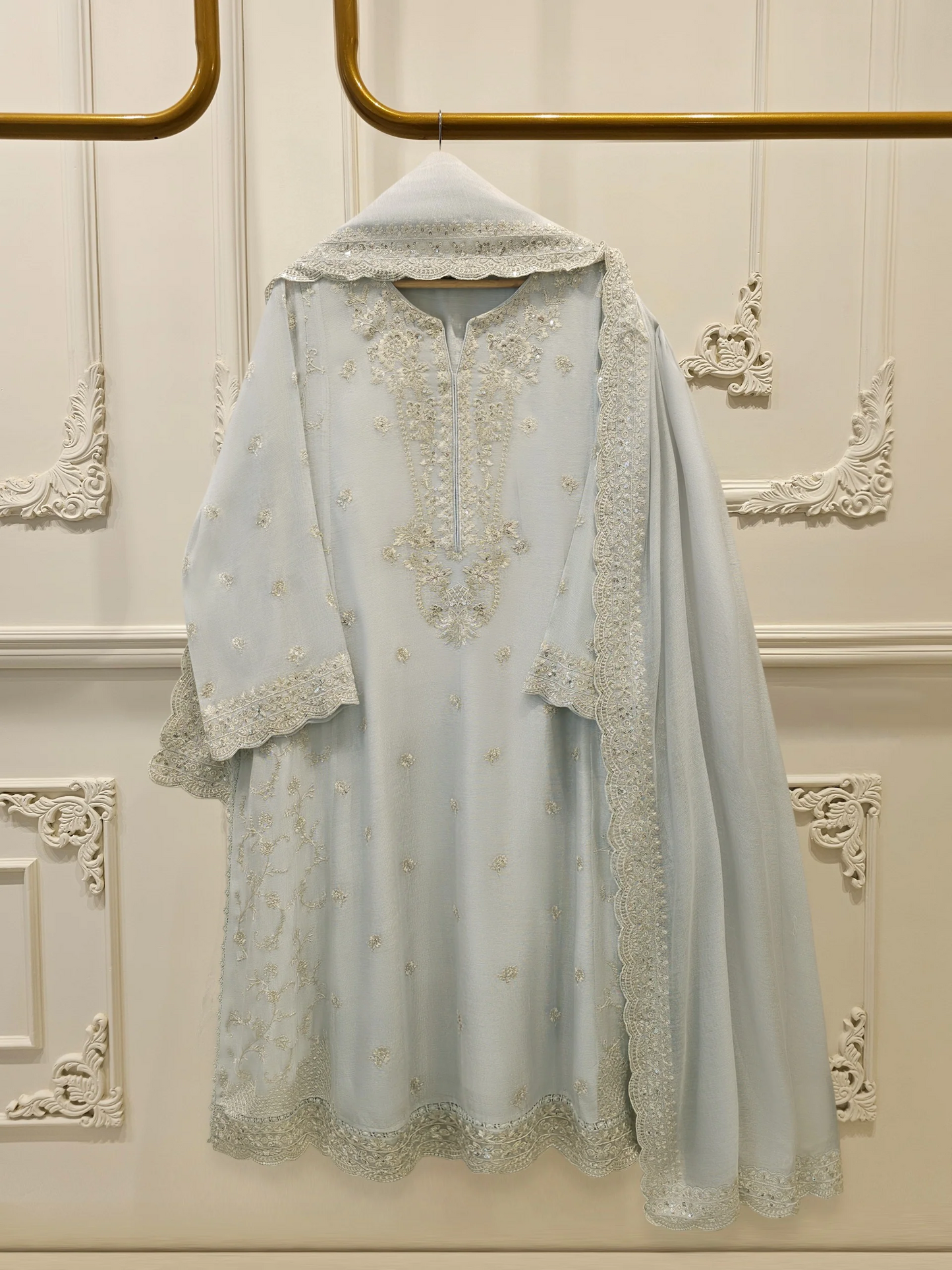 Agha Noor 3 Piece - Pure Embroidered Cotton Net Suit S114735