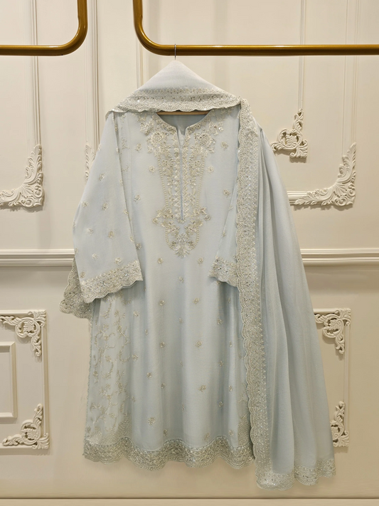 Agha Noor 3 Piece - Pure Embroidered Cotton Net Suit S114735