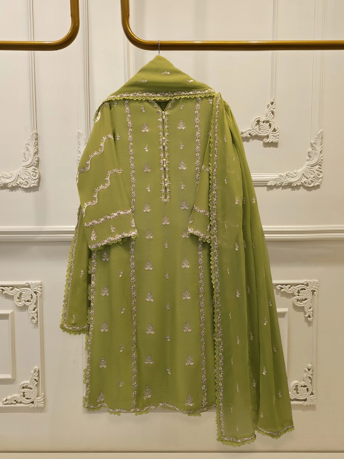 Agha Noor 3 Piece - Pure Embroidered Cotton Net Suit S113835